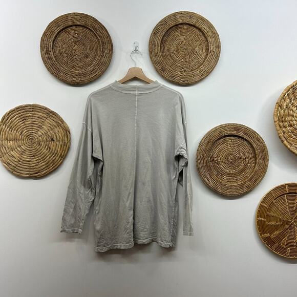 Free People Light Gray Mock Neck Lightweight Oversized Long Sleeve Tunic Top XS - Picture 2 of 5